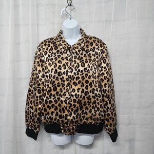 Jeremy Spenser Brown Leopard Silk Bomber Jacket LP